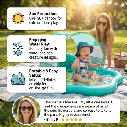 Inflatable Baby Splash Play Mat with Canopy – Water Play & Sun Protection for Toddlers