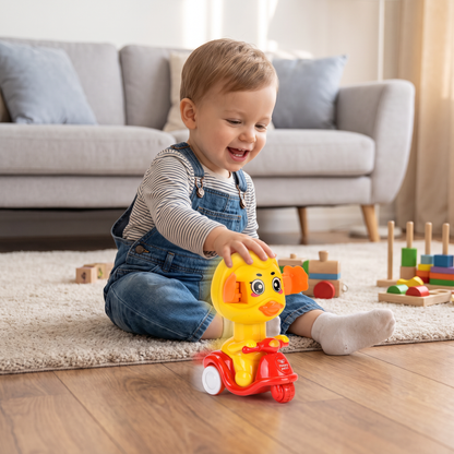 Press & Go Animal Motorcycle Toy – Cute Hide-and-Seek Character Car