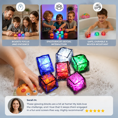 Light-up Bath Cubes Toy For Children Set Of 6