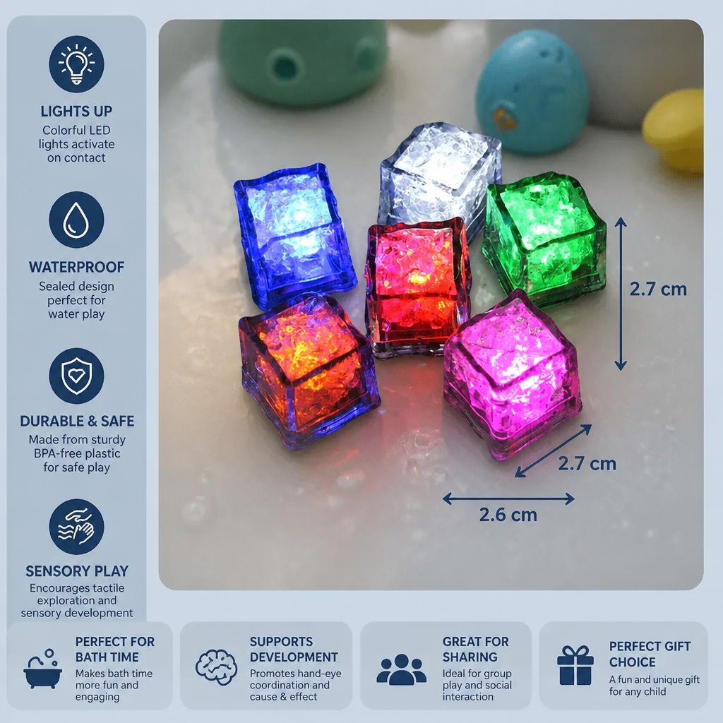 Light-up Bath Cubes Toy For Children Set Of 6