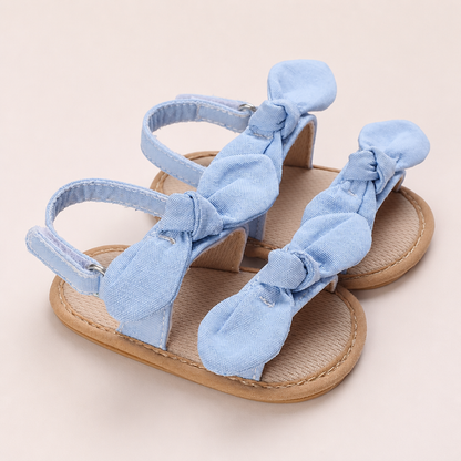 Cross-Strap Bow Sandals Blue