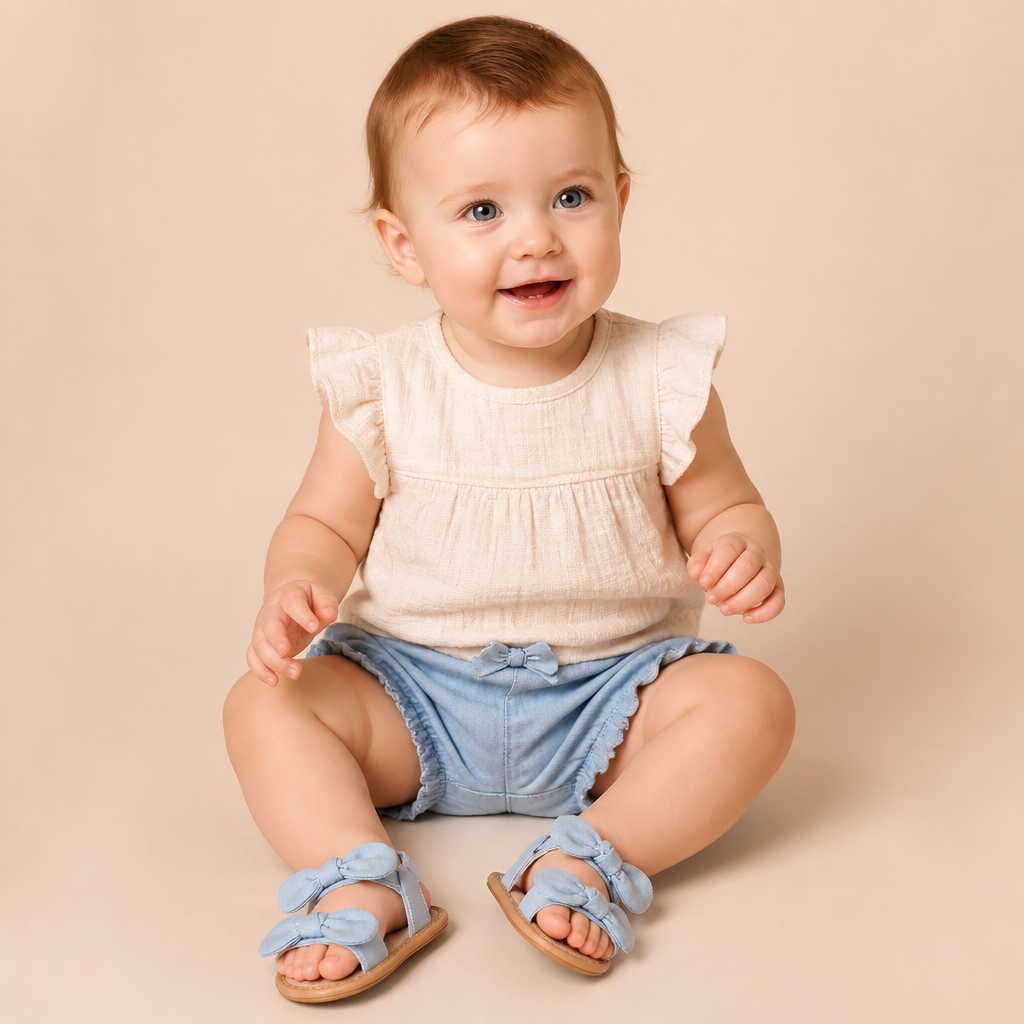 Bunny Ear Bow Sandals Blue