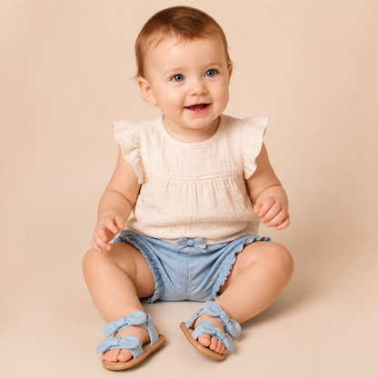 Bunny Ear Bow Sandals Blue