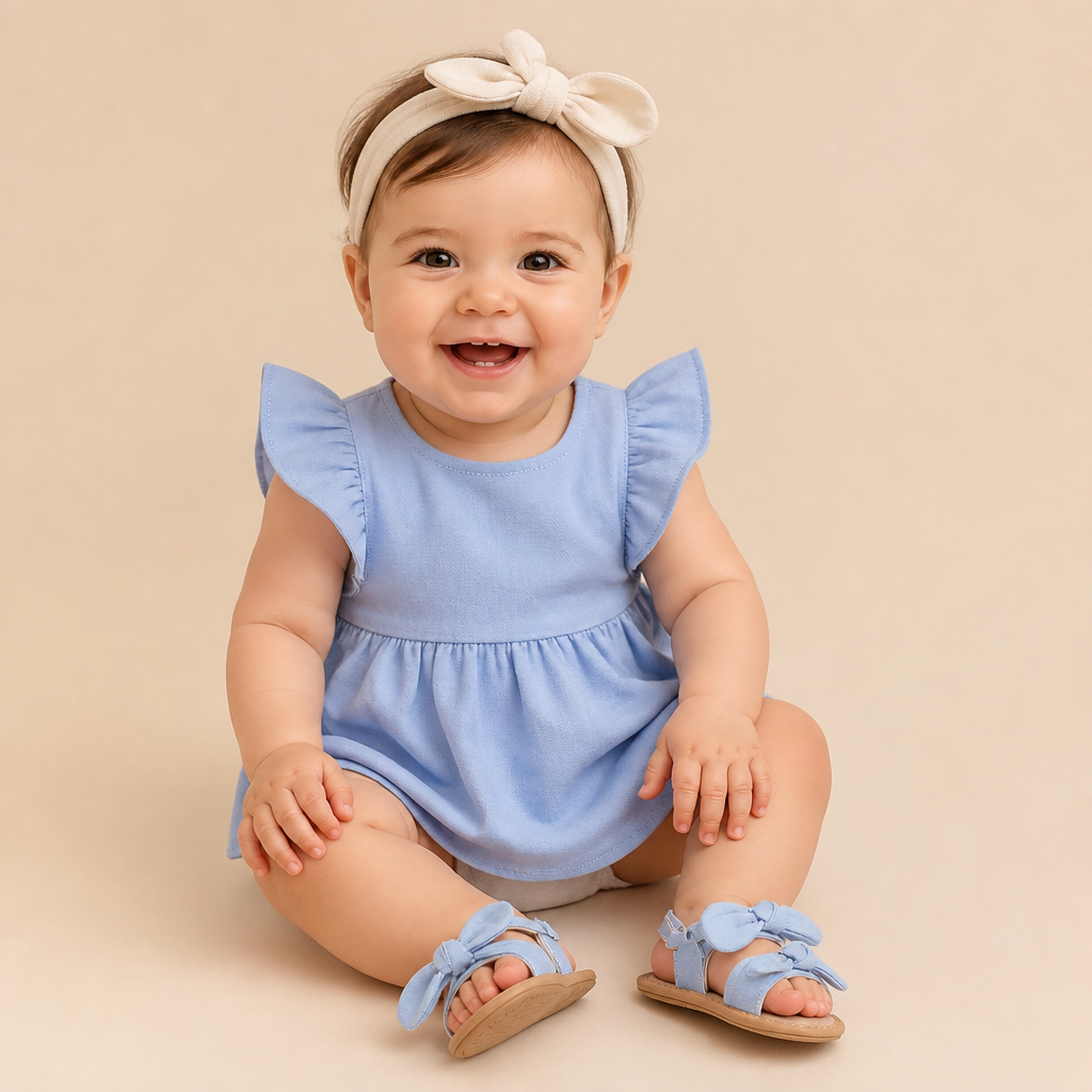 Bunny Ear Bow Sandals Blue