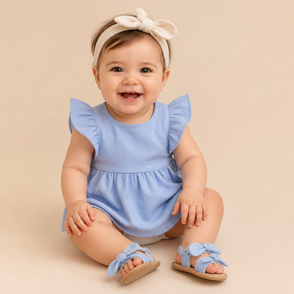 Bunny Ear Bow Sandals Blue