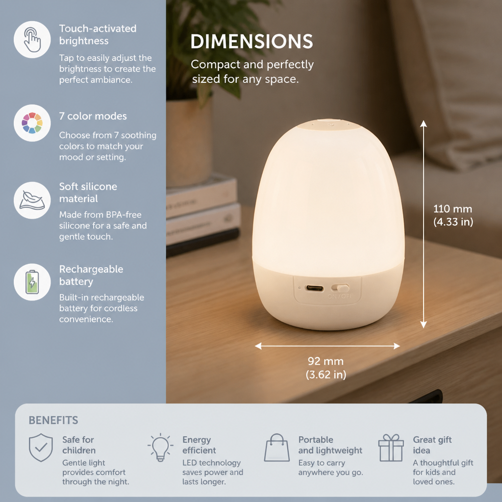 Egg-Shaped Silicone Night Light