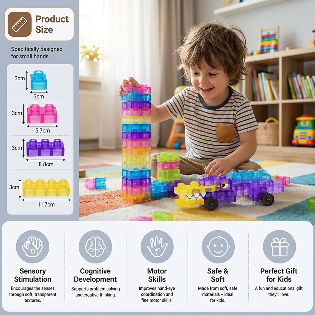 Sensory Soft Building Blocks for Kids – Soft, Squeezable Learning Blocks for Play & Fun