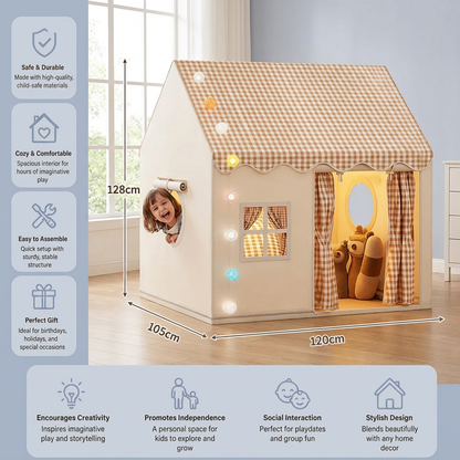 Kids Play House Tent with Checkered Roof