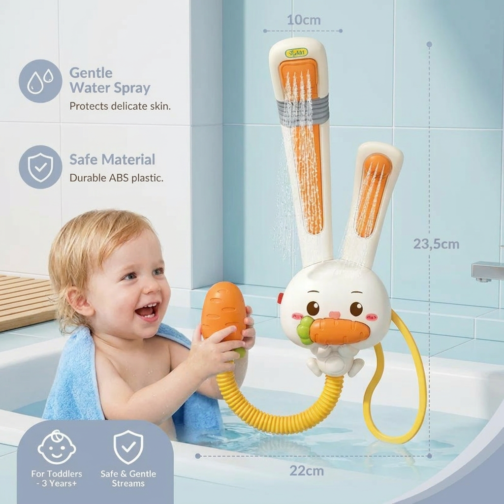 Baby Shower Toy with Bunny Design and Carrot Spray Head