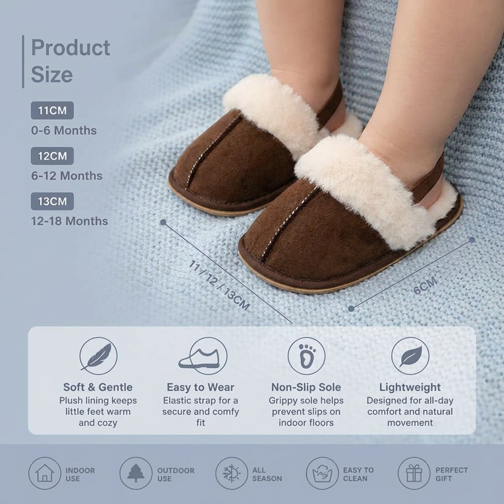 Cozy Baby Non-Slip Shoes with Soft Sole for Indoor & Outdoor Use