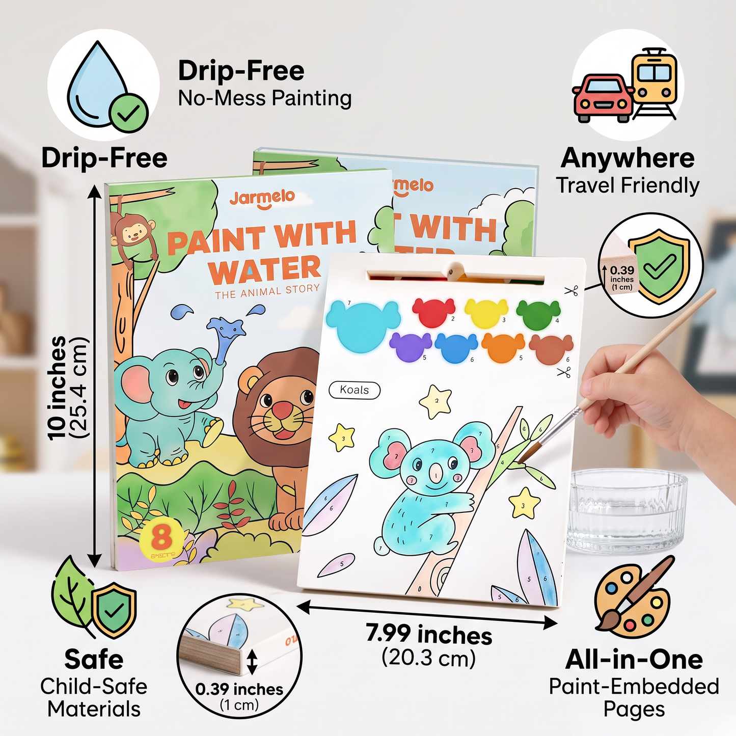 Watercolor Painting Book with Brush – Mess-Free Paint with Water Fun