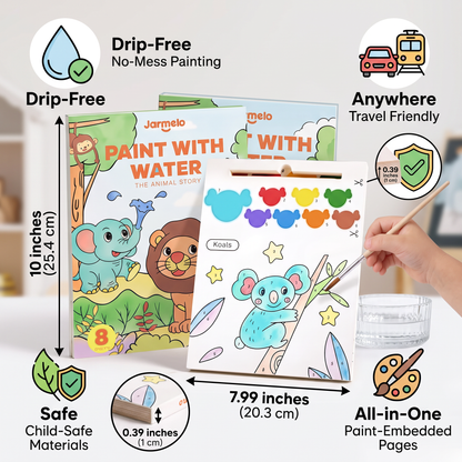 Watercolor Painting Book with Brush – Mess-Free Paint with Water Fun