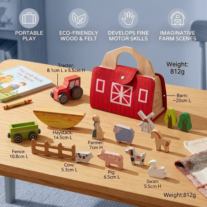 Montessori Wooden & Felt Farm Travel Toy – Perfect for On-the-Go Play