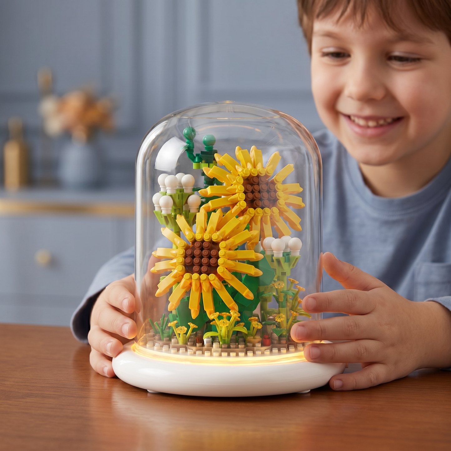 Elegant Building Block Flower in a Glass