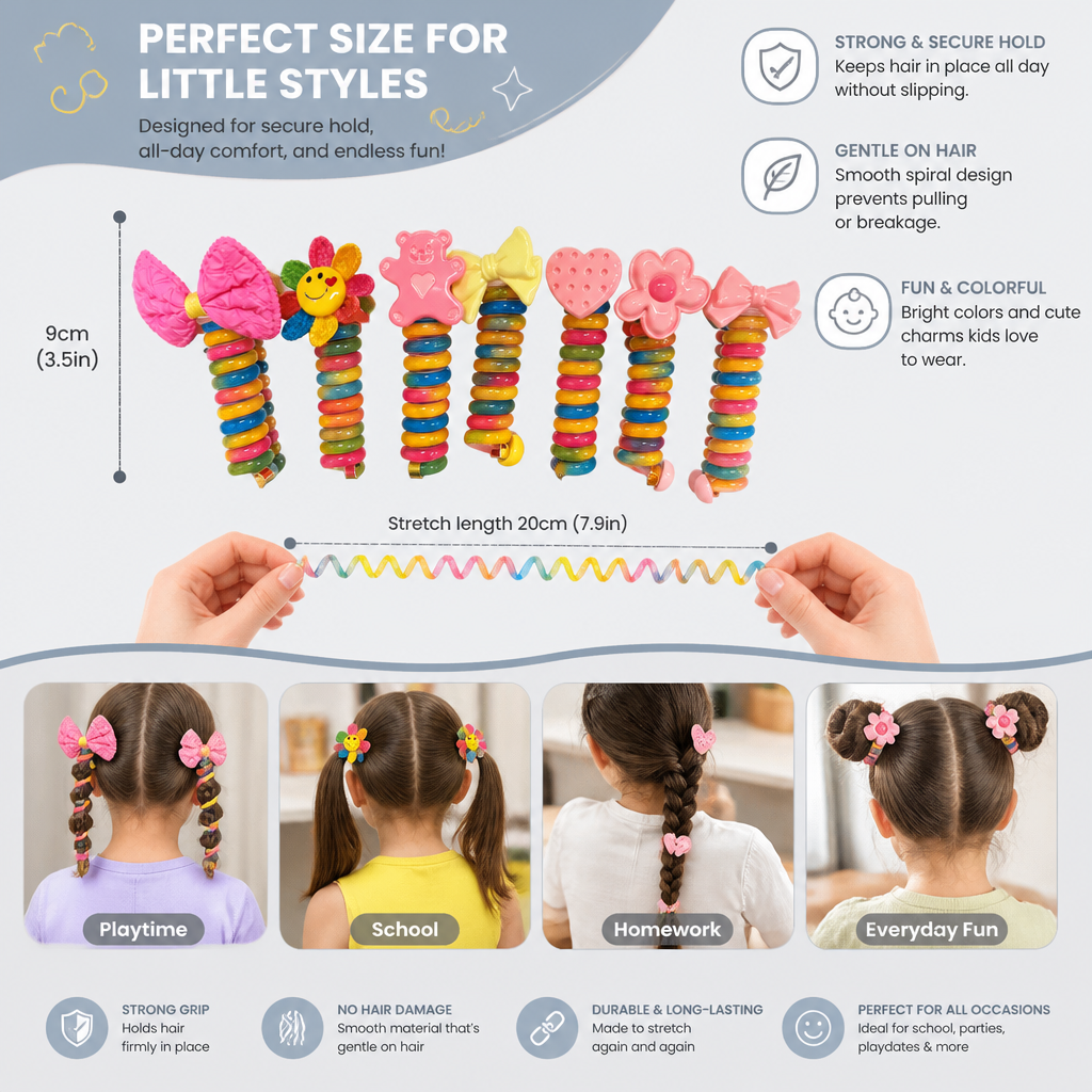 Cute Kids Spiral Hair Tie Set