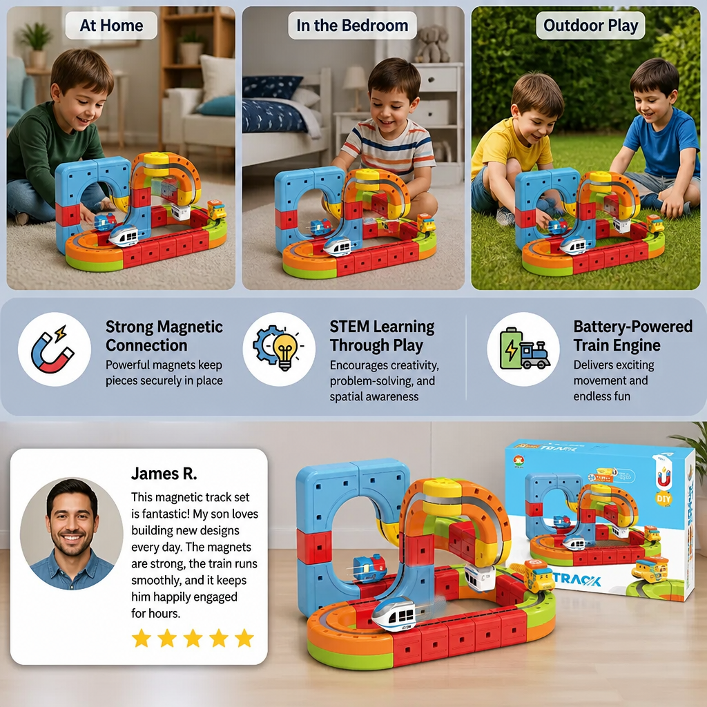 Magnetic Cube and Track Toy for Kids