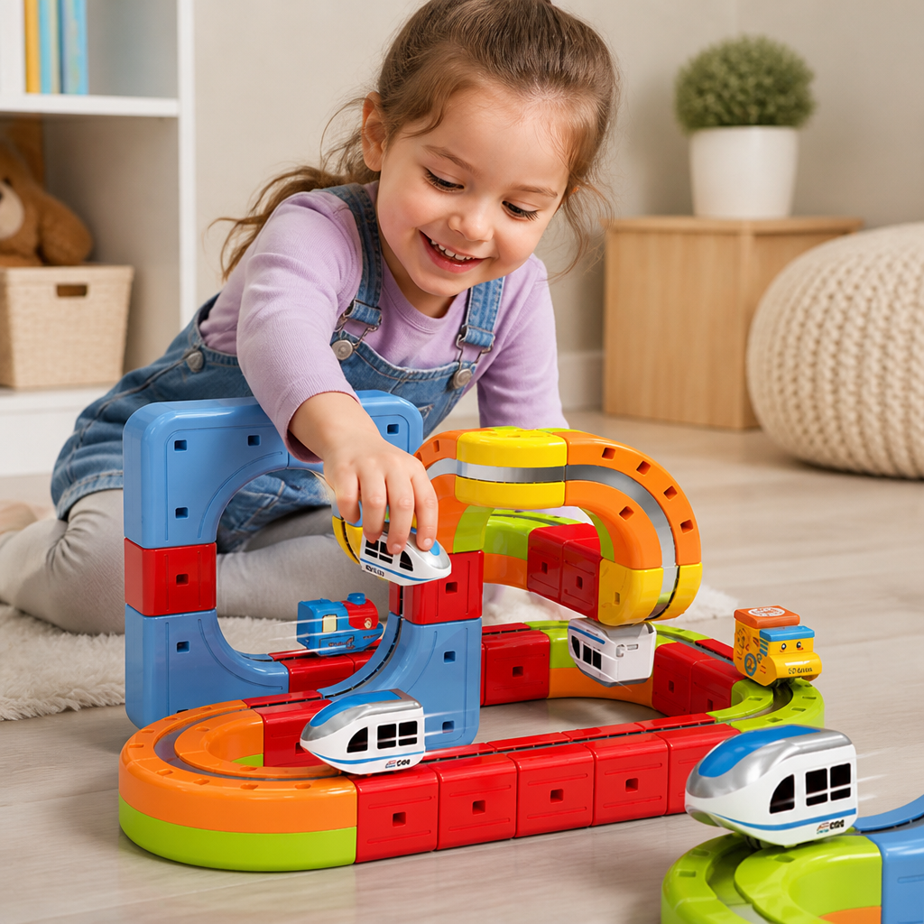 Magnetic Cube and Track Toy for Kids