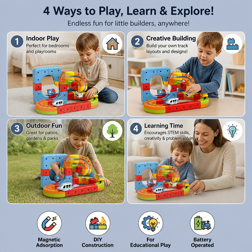 Magnetic Cube and Track Toy for Kids