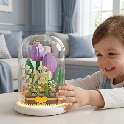 Elegant Building Block Flower in a Glass