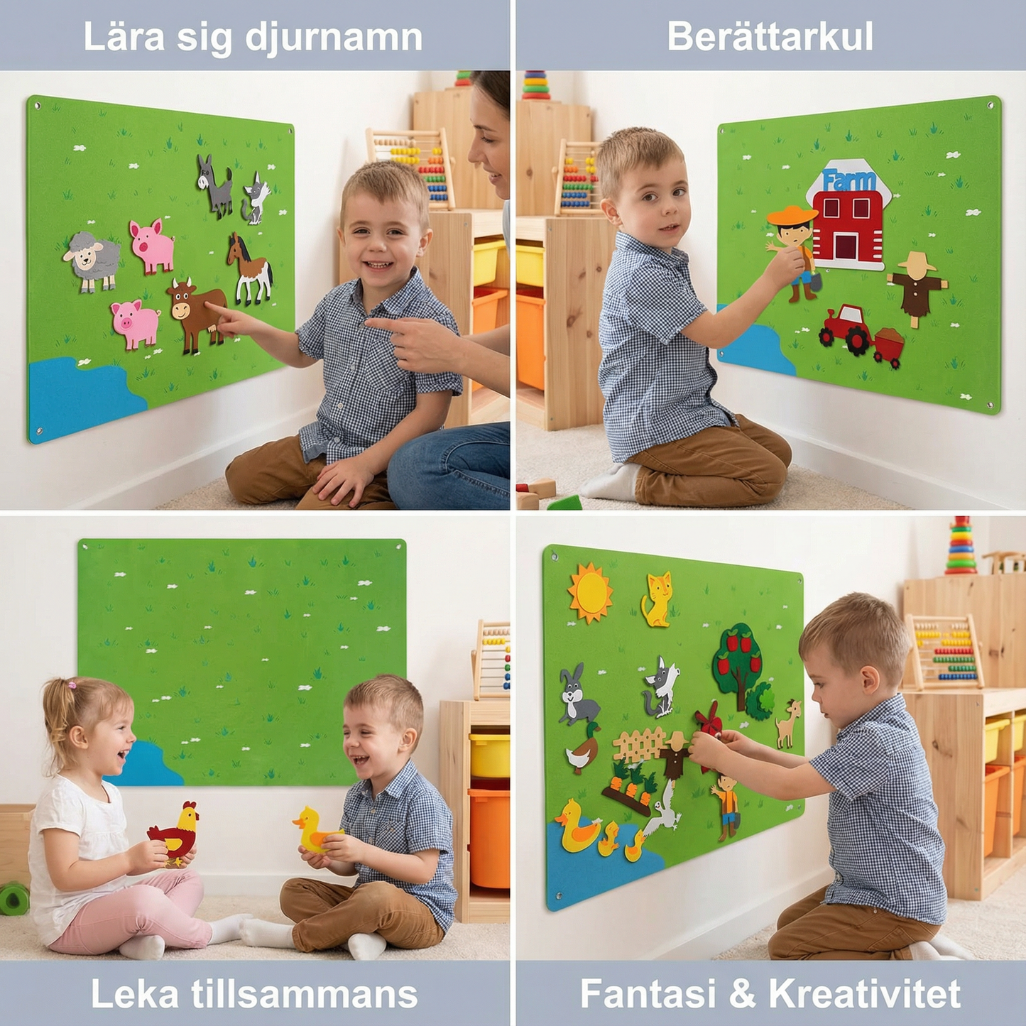 Filtstoryboard för barn ⎜ Pedagogiskt gör-det-själv-set för att lära sig djur, fantasi och berättarkul