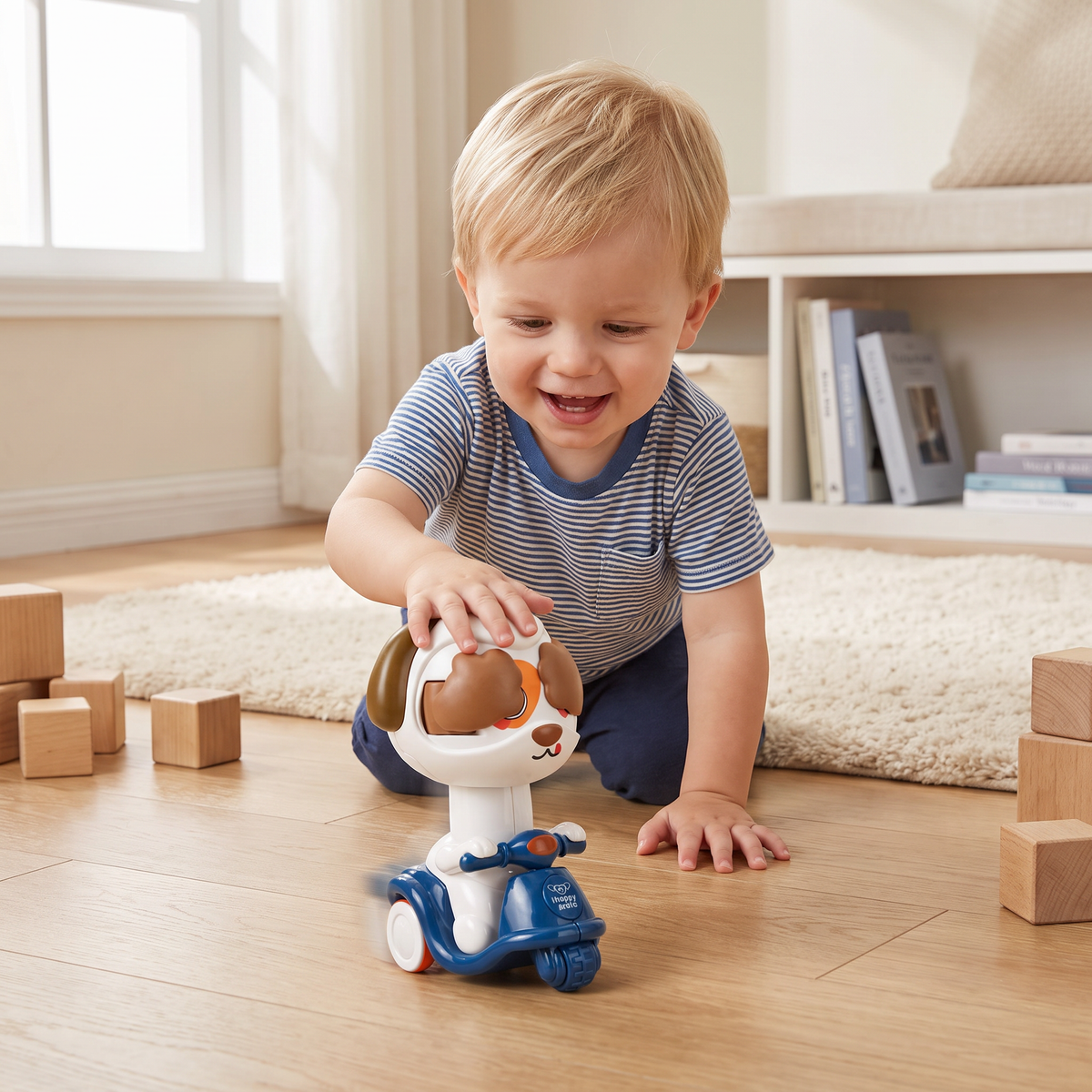 Press & Go Animal Motorcycle Toy – Cute Hide-and-Seek Character Car